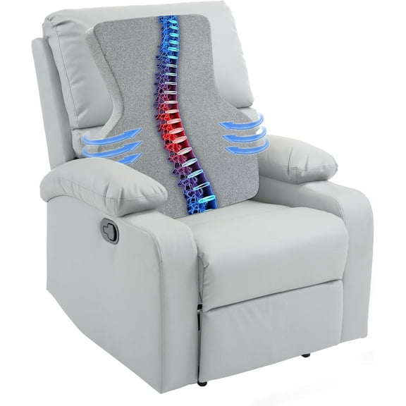 Ergonomic Lumbar Support Pillow for Recliner,Memory Foam Chair Back Support Cushion for Elderly,Extra Large Lumbar Support Pillow,Low Back Pain Relief Cushion,Grey