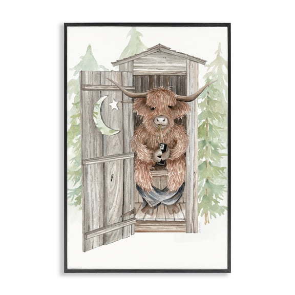 Stupell Industries Farmhouse Lost In Scroll Outhouse Black Framed Giclee Art, 12 x 18, by Cindy Jacobs