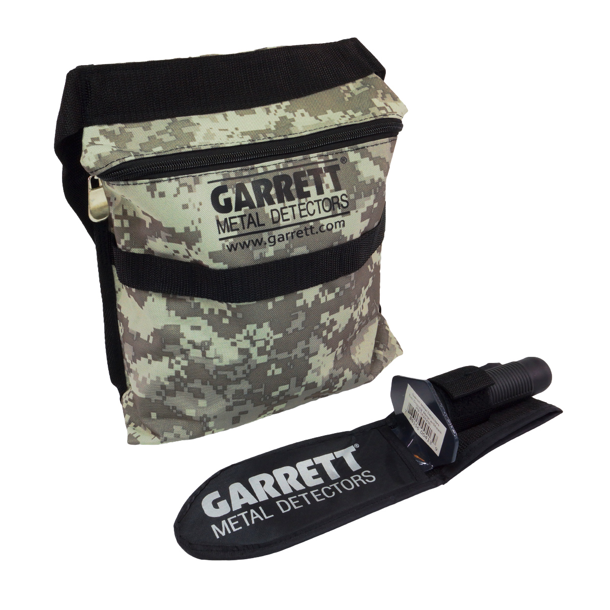 Garrett Edge Metal Detector Digger with Sheath and Camo Finds Pouch Combo
