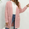 thumbnail image 2 of Feancey Winter Cardigans for Women Trendy Cable Knit Sweater Coats Dressy Casual Knitted Cardigan Soft Comfy Open Front Sweaters with Pockets Streetwear Jackets Pink XL, 2 of 4