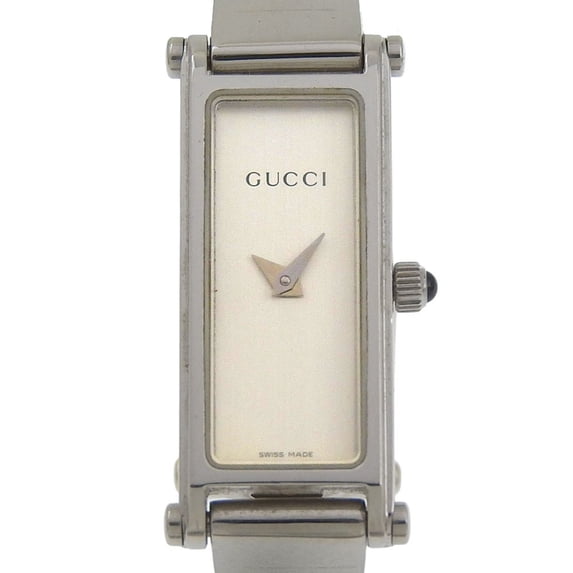 Pre-Owned Gucci 1500L Stainless Steel Quartz Analog Watch with Silver Dial for Women