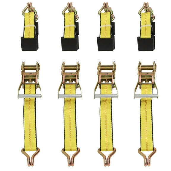 CCIYU Durable (4 Pack) 2"x10' Tire Double J Wire Hook Strap Ratchet Car Hauler Wheel Tie Down