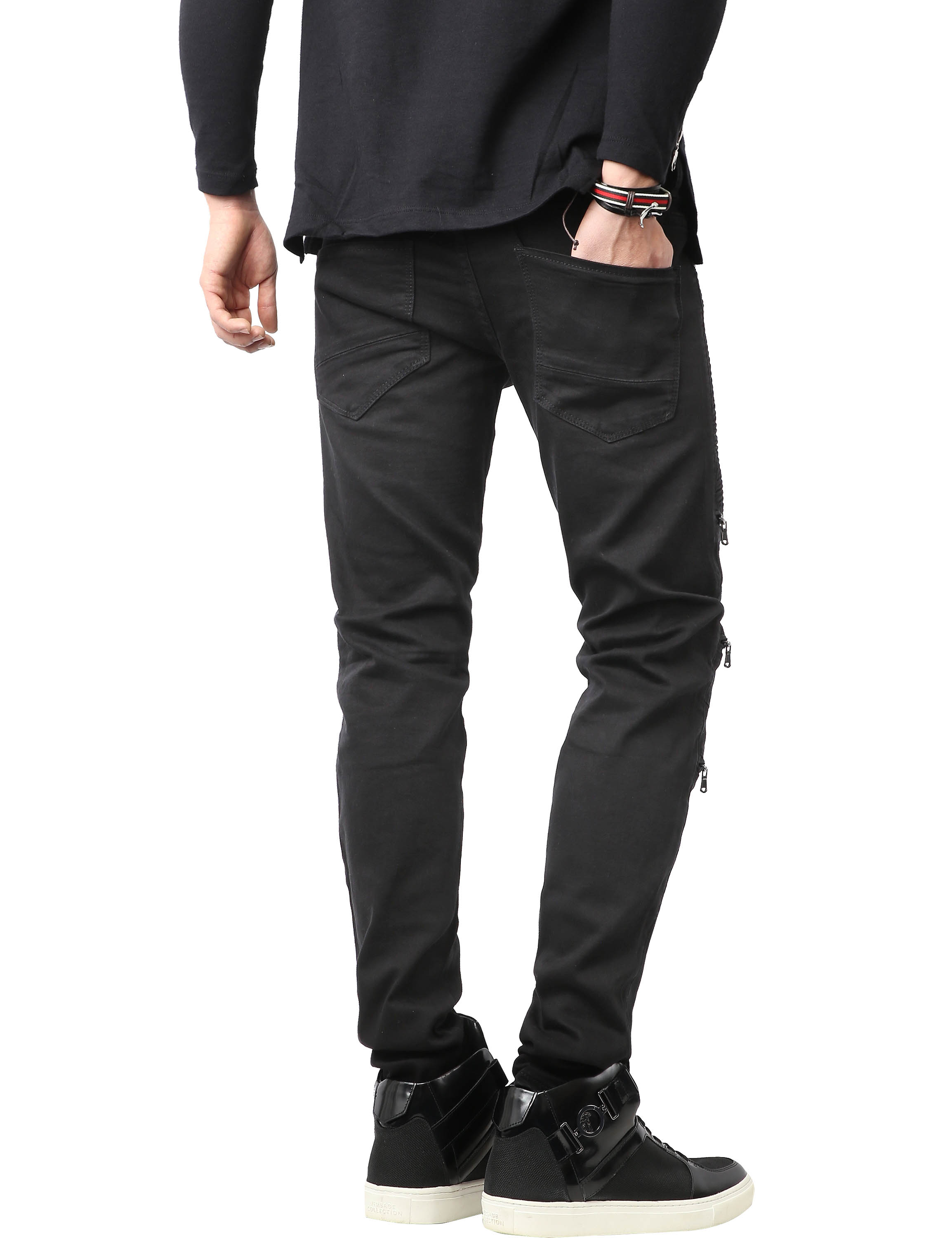 Ma Croix Mens Biker Jeans Slim Fit Distressed Ripped Zipper Stretch Denim Pants - image 4 of 6