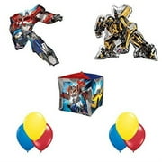 Angle View: Transformers Cube 9pc Birthday Party Decorations Mylar Balloon Bouquet Set