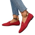 thumbnail image 2 of Domzle Women's Pointy Toe Loafer Flat Comfortable Faux Suede Work Shoes,Cute Penny Loafer Slip On Ballet Flat Red, 2 of 9