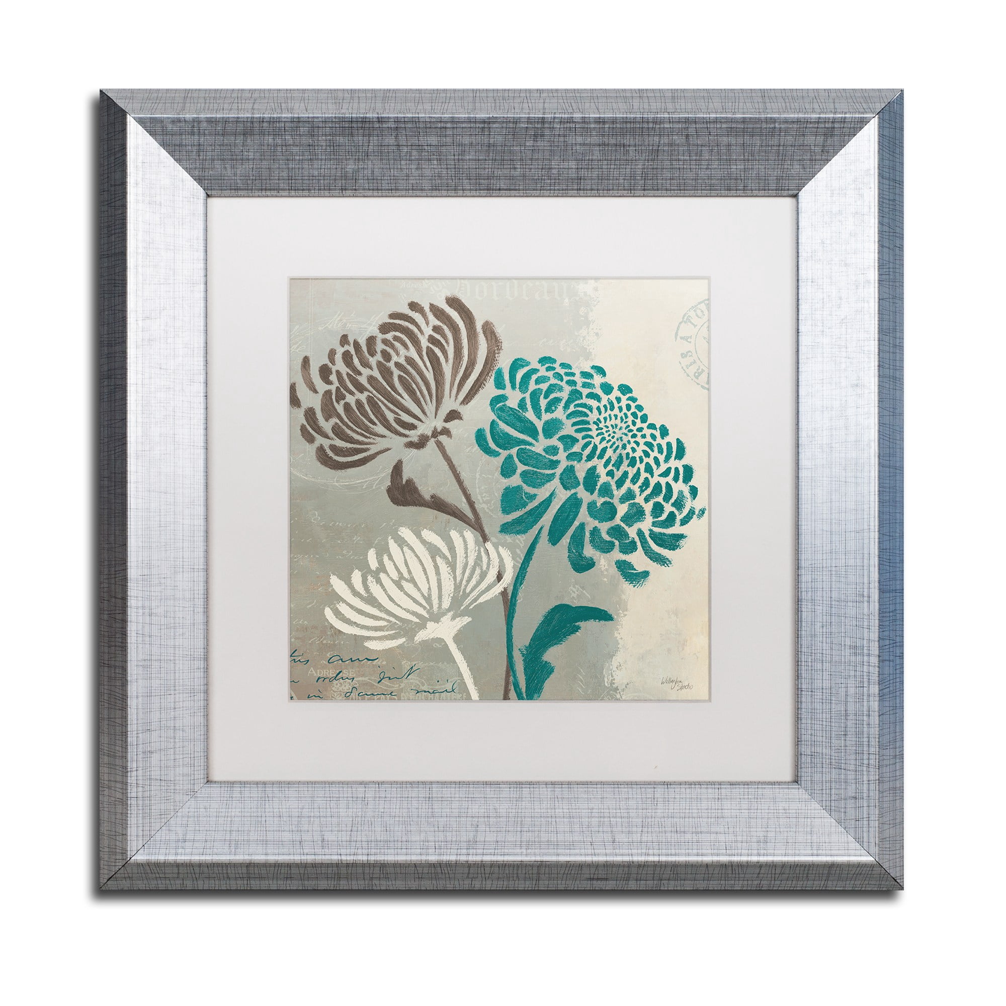 "Chrysanthemums II" Canvas Art by Wellington Studio White Matte, Silver Frame