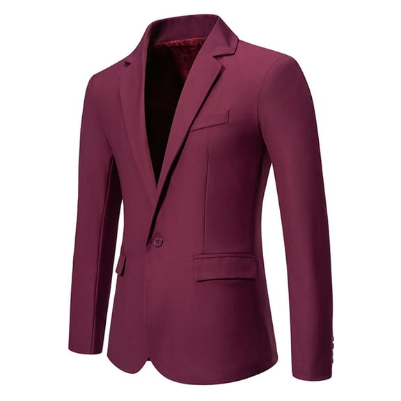 Zylanna Men's Suit Jacket, Solid Color Soft & Comfy Winter Spring and Fall Fashion Formal Lapel Blazers with Pockets Wine