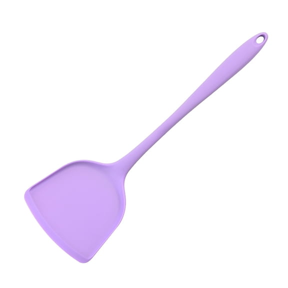 Farfi Silicone Spatula Wide Non-stick Heat Resistant Comfortable Grip Easy Clean Frying Food Grade Cooking Spatula Beef Meat Egg Pastry Scraper Kitchen Supplies (Light Purple)