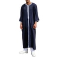 thumbnail image 1 of Chemise à Manches Longues Style Marocain pour Hommes, Thobe Musulman Brodé pour Hommes, Vêtement Islamique, Robe Décontractée à Col Rond pour Loisirs Quotidiens, Cadeau de Vacances, 1 of 9