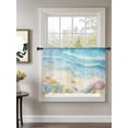 thumbnail image 2 of Sheer Curtains 45 Inch Length, Blue Semi Sheer Curtains Light Filtering Window Treatment, Summer Beach Coastal Nautical Ocean Starfish Privacy Voile Drapes for Living Room Bedroom 52x45 Inch, 2 of 7