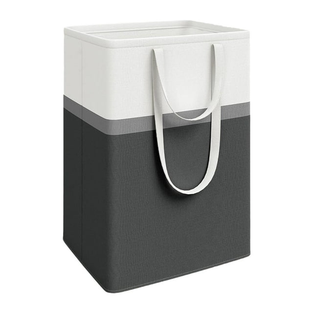 Cesta de lavandería a rayas, cesta de tela para almacenar ropa sucia con asas, bolsa de almacenamiento de ropa, contenedor para almohadas y zapatos negro