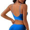 thumbnail image 4 of WTOBBY Seamless Y-Back Sports Bra for Women: Padded Low Impact Support, Sexy Thin Strap Design for Yoga & Fitness, Flattering Lift and Comfortable Wirefree Coverage,Blue XL, 4 of 4