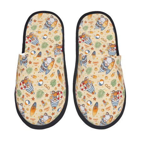 

Tideii Happy Summer With Gnome for Home Indoor Cotton Slippers Autumn and Winter EVA Plush Slippers Household Supplies Unisex-Large