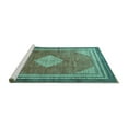 thumbnail image 2 of Ahgly Company Machine Washable Indoor Rectangle Medallion Turquoise Blue Traditional Area Rugs, 5' x 7', 2 of 4