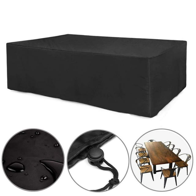 Nvzi Fundas para muebles de exterior, impermeables, anti-UV, a prueba de rasgaduras, resistentes a la decoloración, fundas para muebles de patio de 47 x 47 x 29 pulgadas (negras)