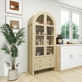 thumbnail image 2 of Tall Arched Bookcase, 70" Kitchen Pantry Cabinet with Doors and Drawers, Modern Display Cabinet with Adjustable Shelves, Freestanding Cupboard Suitable for Living Room, 2 of 9