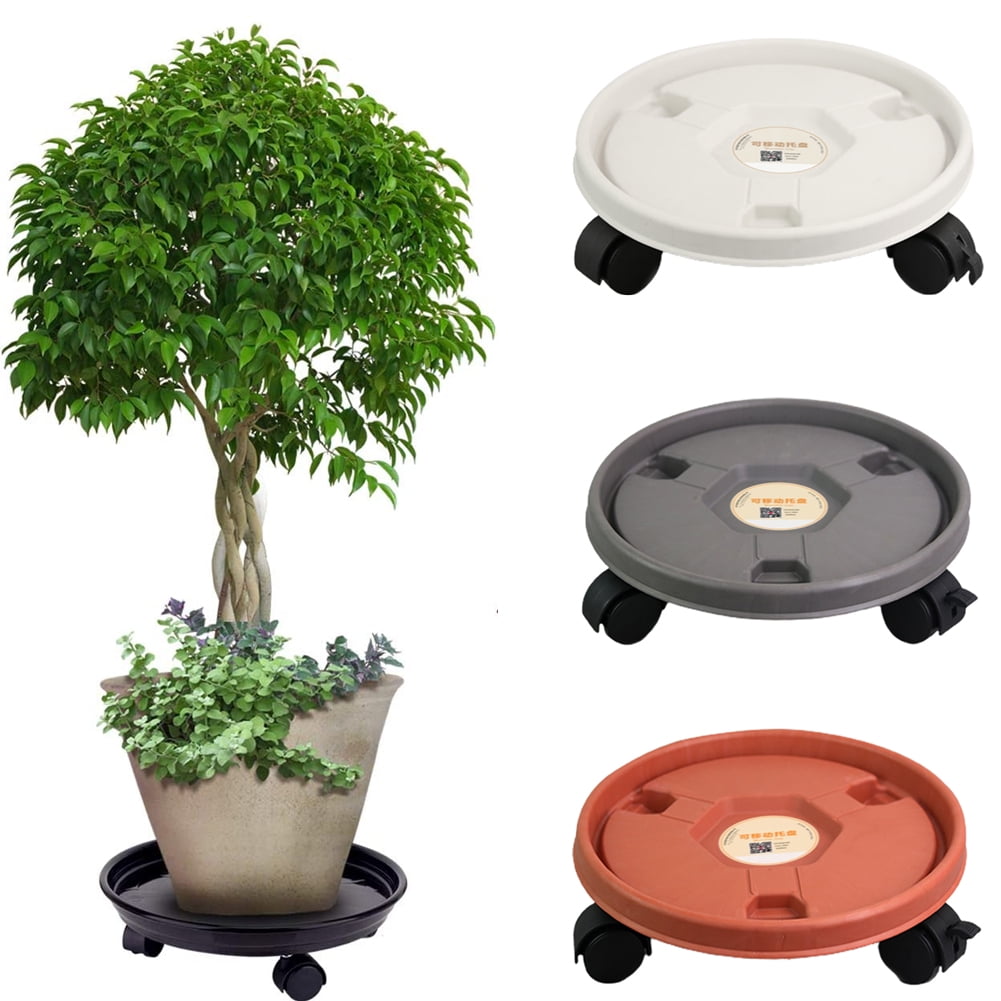 Steger Plant Caddy, Round Potted Plant Stand on Wheels, Heavy Duty