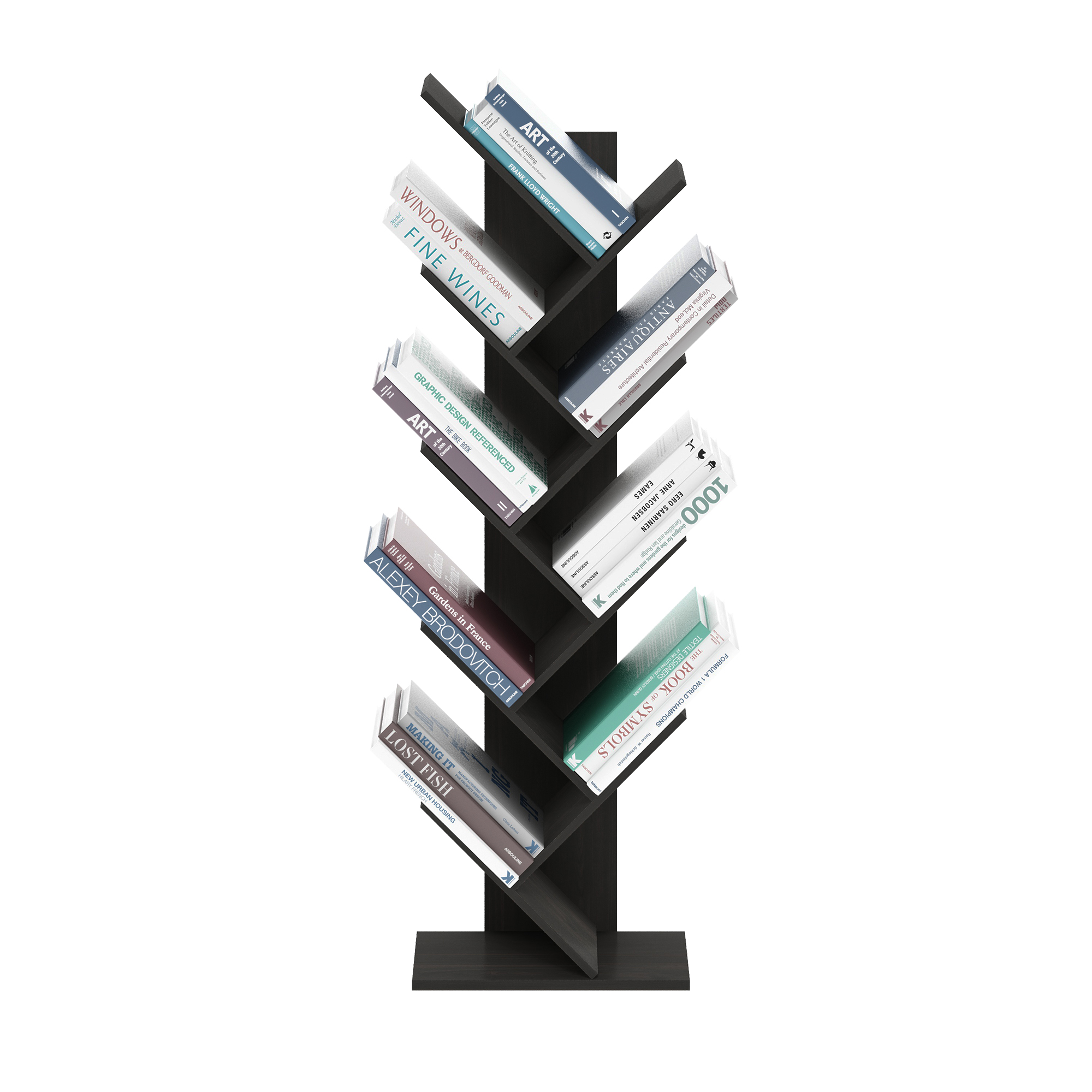 Furinno Tree Bookshelf 9-Tier Floor Standing Tree Bookcase, Espresso - image 4 of 6