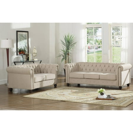 Best Master Furniture Venice 2 Piece Upholstered Sofa (Best Living Room Sets)