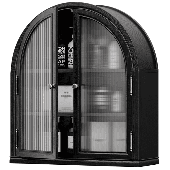 ANHDAH Arched Wall Cabinet Over Toilet, 2-Door Modern Medicine Storage with 2 Shelves. Space-Saving Mounted Organizer for Bathroom Towels & Cosmetics.