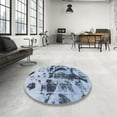 thumbnail image 3 of Ahgly Company Indoor Round Abstract Azure Blue Abstract Area Rugs, 8' Round, 3 of 6