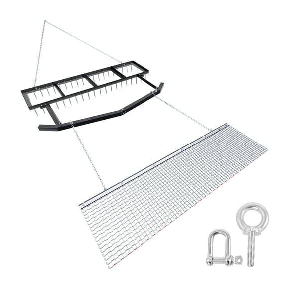 VEVOR Drag Harrow, 6 ft Tow-Behind Driveway Grader with Chain Harrow, Adjustable Width & 80lbs Load Capacity, Heavy Duty Lawn Leveling Rake