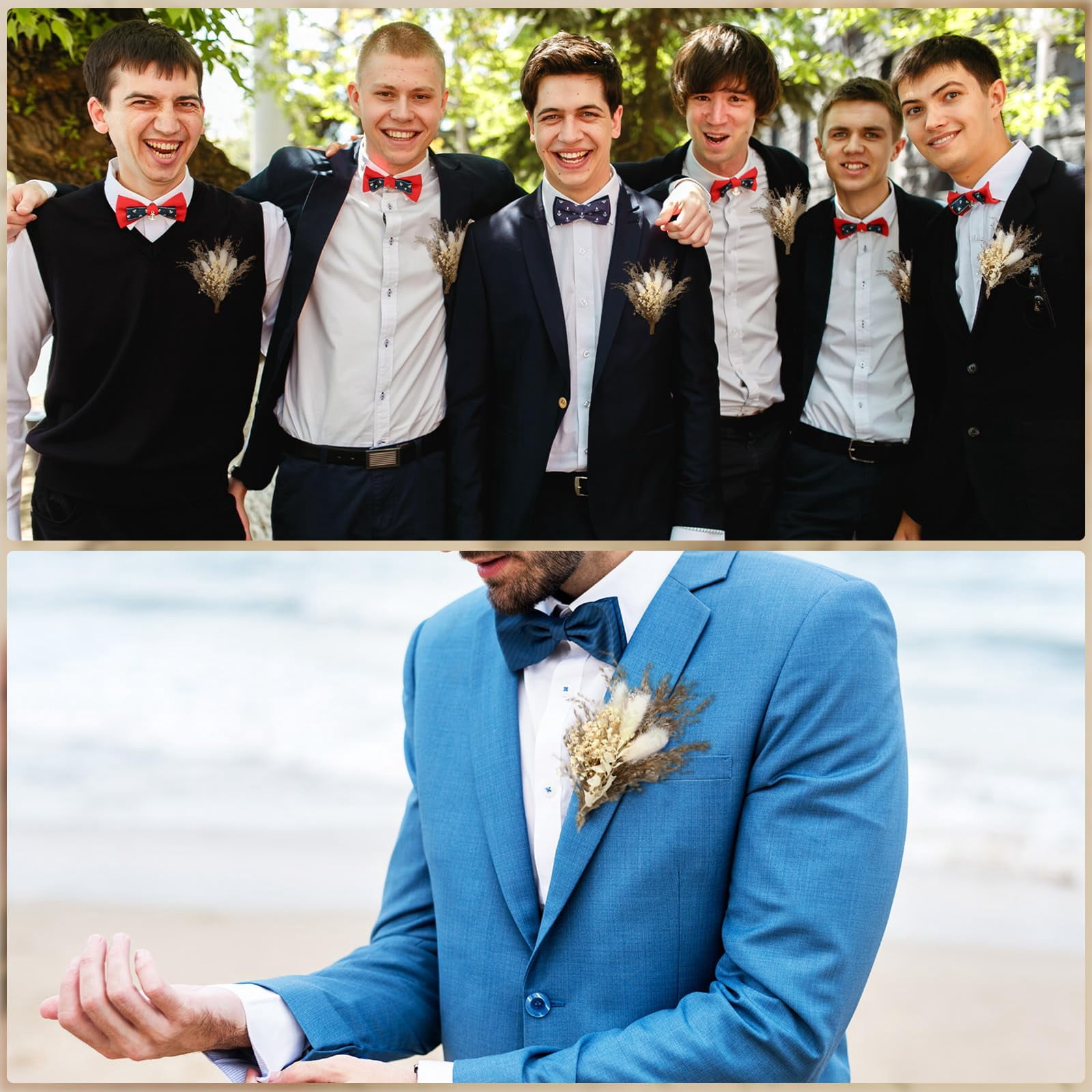 10 Artificial Dried Flower Boutonnieres for Wedding Groomsmen Groom Decor