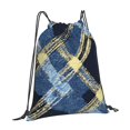 thumbnail image 3 of Leisure Draw String Mouth Backpack 16 X 14 Woven Band Durable Not Easy To Fall Off In Travel Portable Draw String Design Argyle Plaid Cornflowerblue_1, 3 of 8