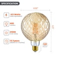 thumbnail image 3 of BHG LED Bulb, 4.5-Watt (60W Equivalent) G40 Vintage Style, E26 Base, Ultra Warm White, 1-Pack, 3 of 10