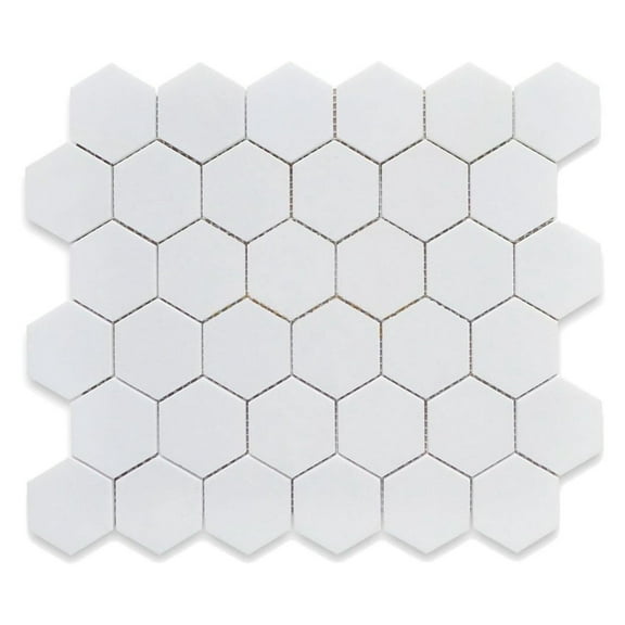 White 2 inch Hexagon Mosaic- 10pcs/carton (10 sq ft)