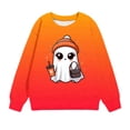 thumbnail image 2 of Odeerbi Toddler Boys Girls Halloween Pumpkin Ghost Crewneck Sweatshirts Fall Winter Pullover Sweatshirt 1-12 Years Kids Long Sleeve Halloween Printed T-shirt Top Toddler Clothes Orange, 2 of 5