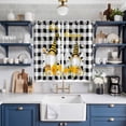thumbnail image 2 of Curtains 84 Inches Long 2 Panels, Daisy Bees Gnomes Grommets Window Treatment Curtain, Black White Plaid Farmhouse Thermal Curtains Drapes for Living Room/Bathroom, 2 of 9