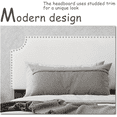 thumbnail image 3 of LEGAHOME Twin Size Upholstered Platform Bed, New Upgraded Twin Bed Frame with Rivet Decoration Headboard, Modern Single Bed, No Box Spring Needed, White, 3 of 5
