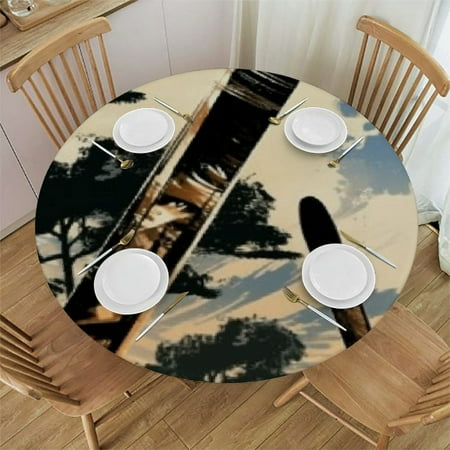 Tablecloth Golf Sport Theme Round Table Cloth Waterproof Washable Spillproof Table Cover Party Dining Banquet