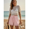 thumbnail image 3 of JYLFC Womens Shorts Summer Casual Loose Elastic Waist Drawstring Lace Boho Beach Cover Up Shorts, Pink 2XL, 3 of 7