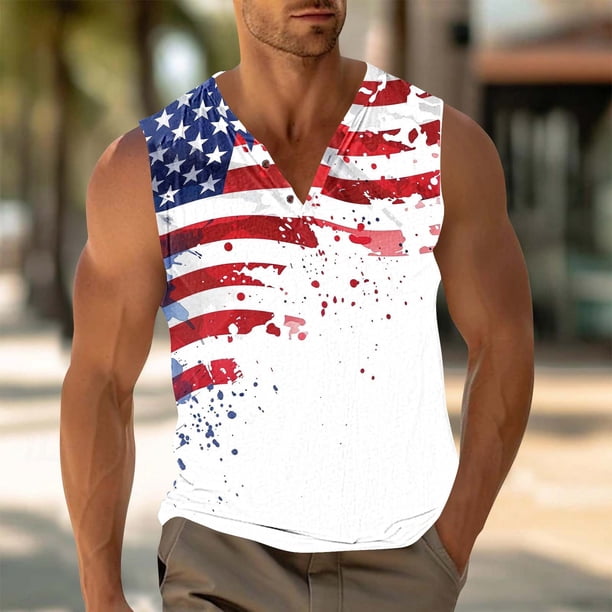 Camiseta sin mangas con cuello en V para hombre, estilo vintage, informal, para fitness, deportiva, permeable, con cuello en V