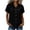 Black, variant on Womens Summer Blouses Point Collar Solid Color Short Sleeve Button Down Chest Pocket Casual Tops White S