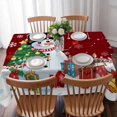 thumbnail image 3 of Red Snowman Christmas Table Cloth Waterproof Tablecloths, Gifts Xmas Tree Winter Snowflake Tablecloth Dining Table Cover for Kitchen Party Tabletop Outdoor, Rectangle Tablecloth 60x84 Inch, 3 of 9