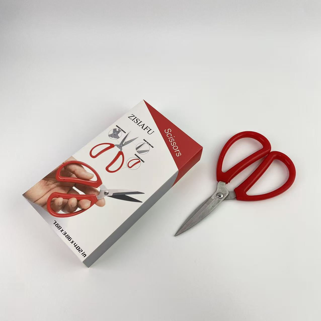 ZISIAFU Scissors,Multi-Purpose Perfect for Cutting Stainless Steel Sharp Scissors with Red Handle for Home Use Arts Crafts
