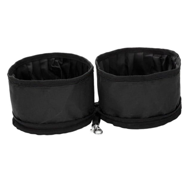 Tazón doble para perros, alimentador de platos de agua y comida con llavero plegable para gatos pequeños Negro Yuyangstore Pet Dog Cat Bowl