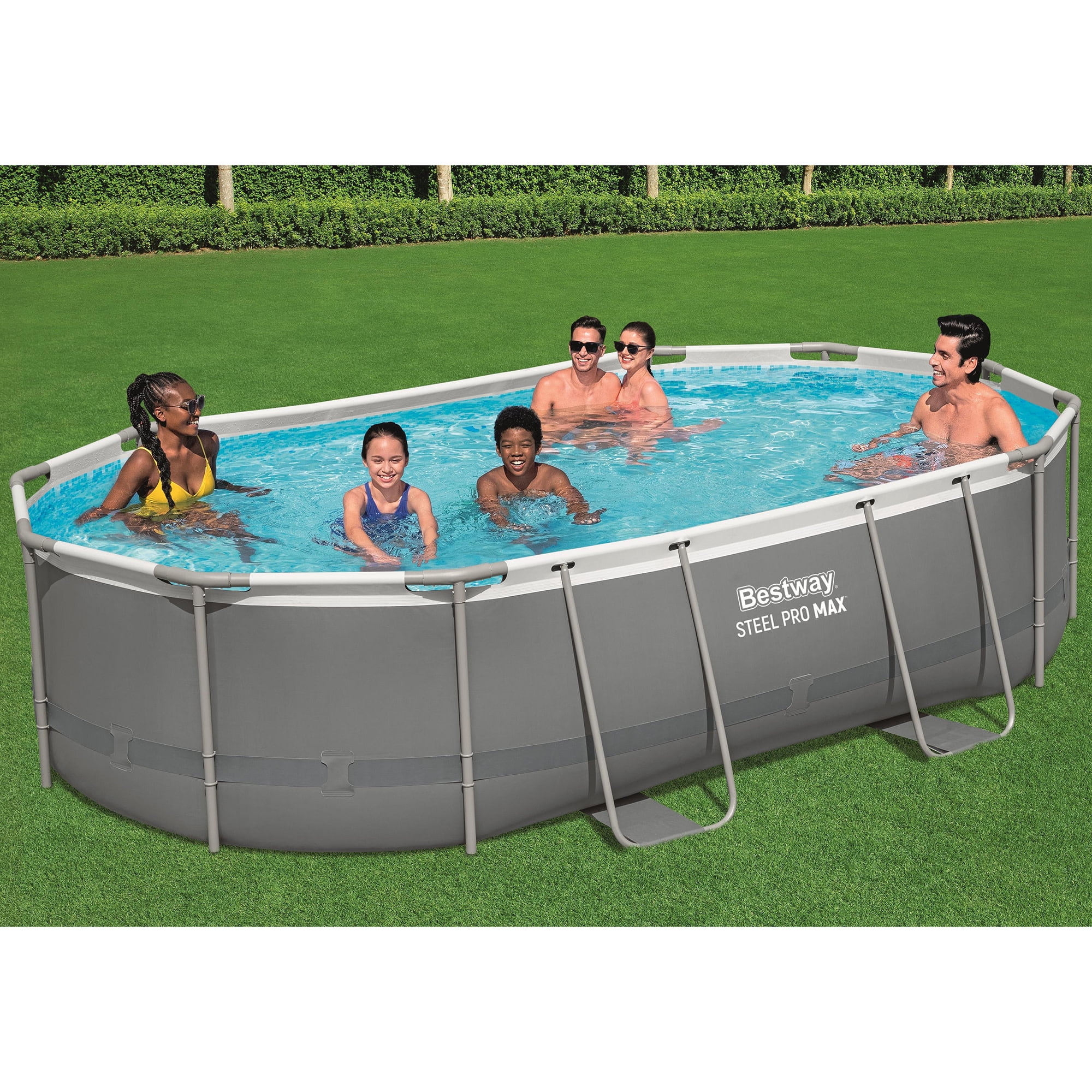 Bestway Steel Pro MAX - 16' x 10' x 42" - Oval Above Ground Swimming Pool Set, ClickConnect Frame, Tritech, Filter Pump-Ladder-Cover, 2,893 Gal Water