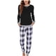 thumbnail image 1 of Puntoco Ropa de dormir para mujer Pijamas casuales de moda de color sólido para mujer, pijamas de manga larga con puños, conjuntos de pijamas de dos piezas para el hogar, 1 of 2