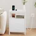 thumbnail image 4 of CONCETTA Small Nightstand with Charging Station, 2 Fabric Drawer, End Table with USB Ports and Outlets for Bedroom, White, 4 of 6