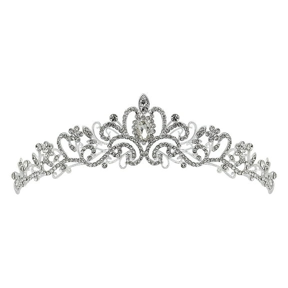 TELOLY Bridal Wedding Crown and Tiara with Crystals for Bride Hair Accessories Silver Hart Tiara,Bridal Accessories,Wedding Hair Accessories,Crowns for Women,Tiaras for Women