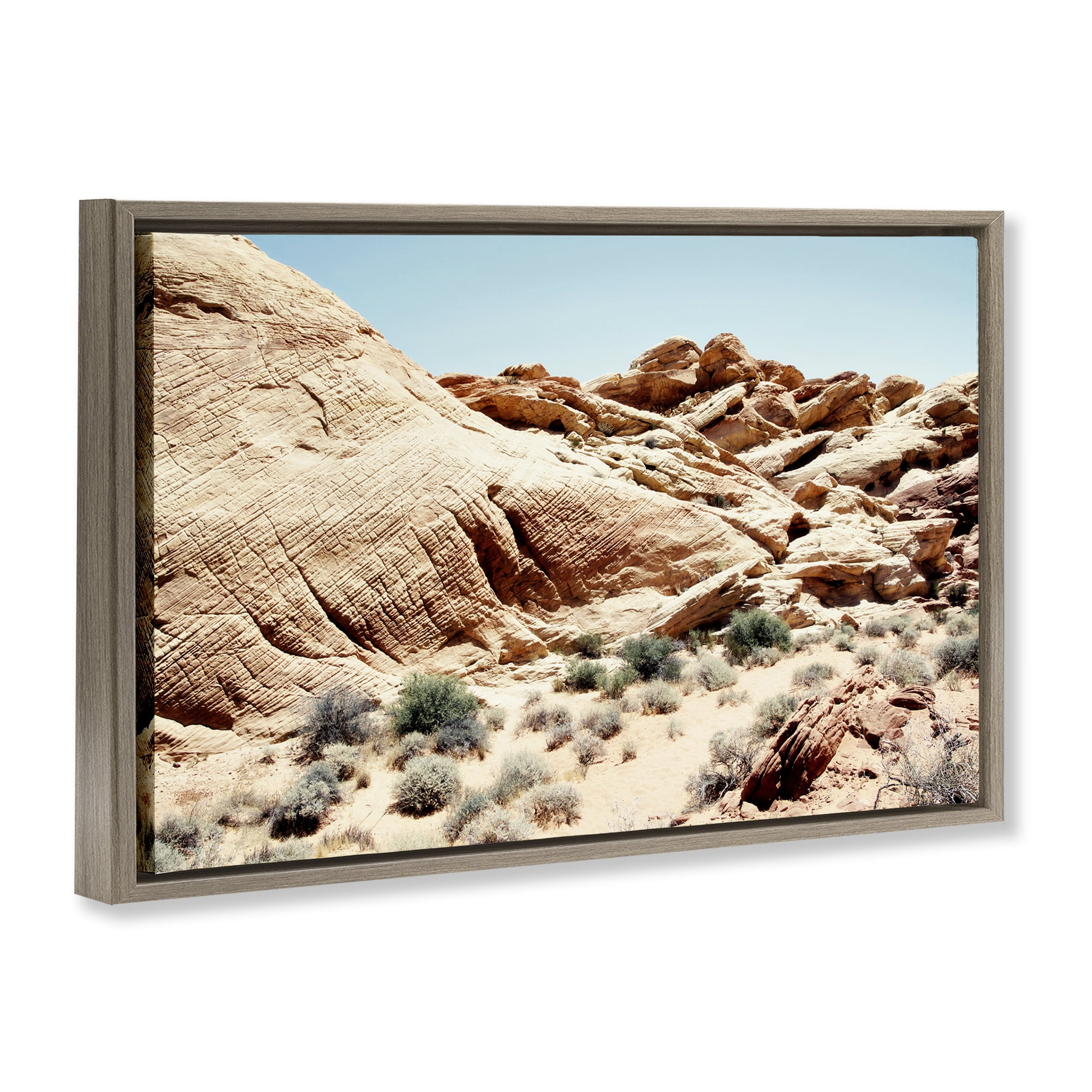 Stupell Industries Arid Desert Scenery Landscape & Nature Photography Brown Floater Framed Canvas Art Print Wall Art, 31 x 21