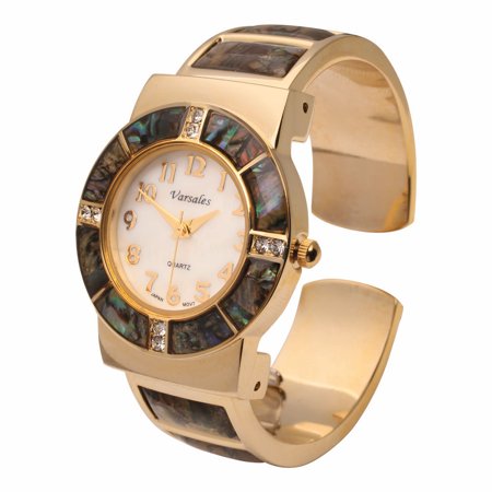 FLORIANA - Women's Abalone Metal Cuff Bracelet Watch  