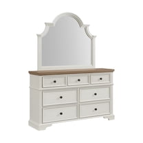 Picket House Furnishings Ulysses Youth Dresser and Mirror Set in Brown and White