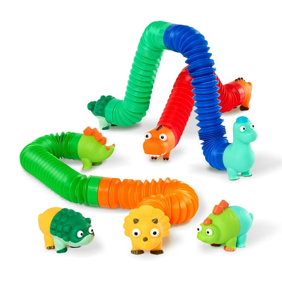 Battat Li'l Dino Buddies Sensory Dinosaur Tubes 15 Pieces, Toddler and Preschool Toys for 2 Years  