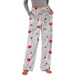 thumbnail image 2 of XUNKUSGA Womens Pajama Pants Soft Flannel Plush Fuzzy Wide Leg Pj Bottoms Fashion Print Soft Women's Sleepwear Comfy Warm Pajama Trousers with Pockets M, 2 of 9