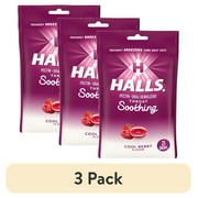 (3 pack) HALLS Throat Soothing (Previously HALLS Breezers) Cool Berry Throat Drops, 25 Drops